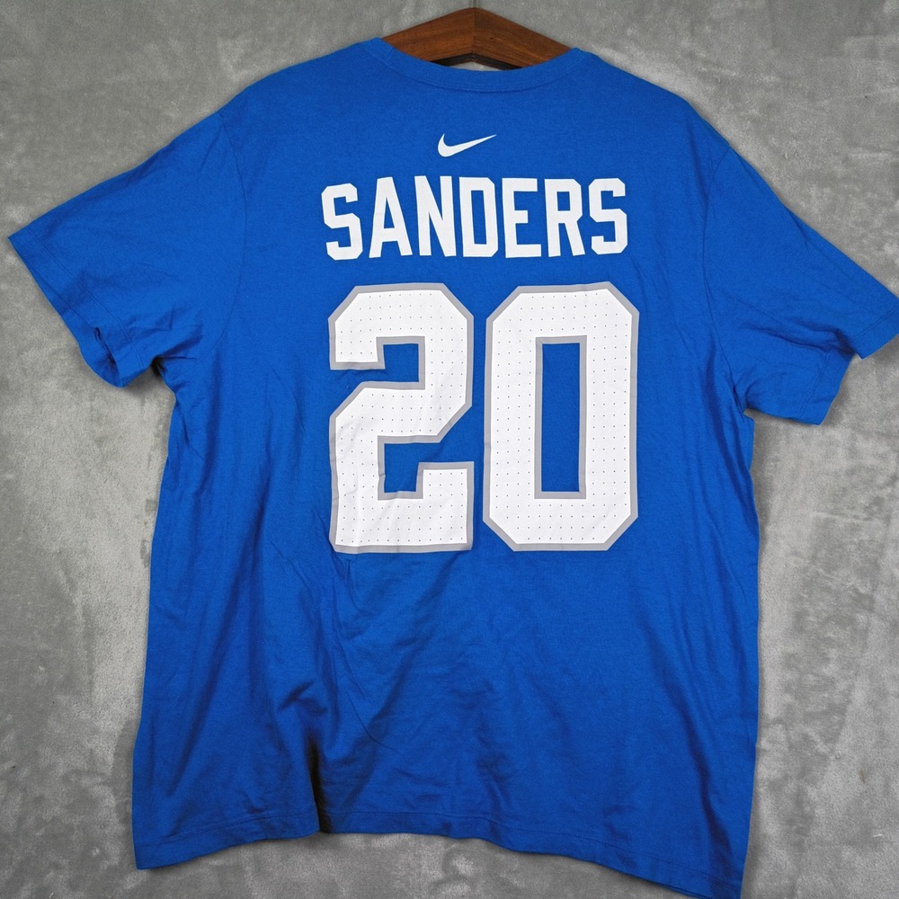 Nike Detroit Lions T-Shirt Mens XXL Blue Sanders 20 Graphic Short Sleeve Sports